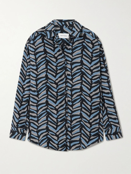  Matteau   Printed Silk Crepe De Chine Shirt   Multi 