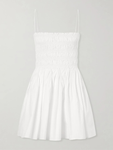  Matteau   Shirred Cotton Mini Dress   White 