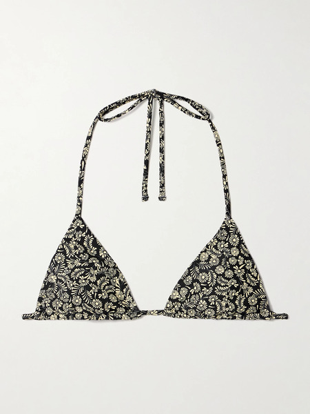  Matteau   The String Floral Print Recycled Triangle Bikini Top   Black 