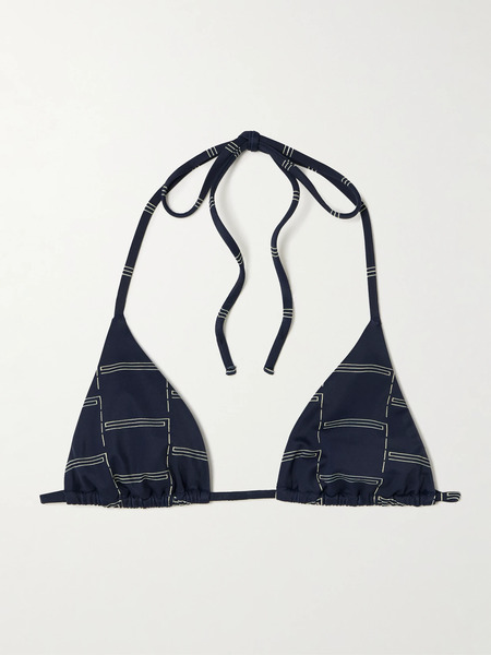  Matteau   The String Printed Recycled Triangle Bikini Top   Navy 