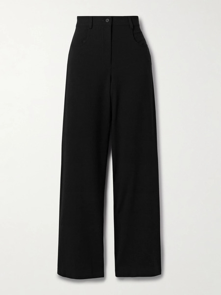  Matteau   Wool Blend Crepe Straight Leg Pants   Black 