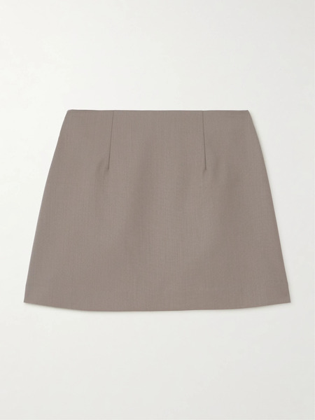  Matteau   Wool Blend Twill Mini Skirt   Stone 