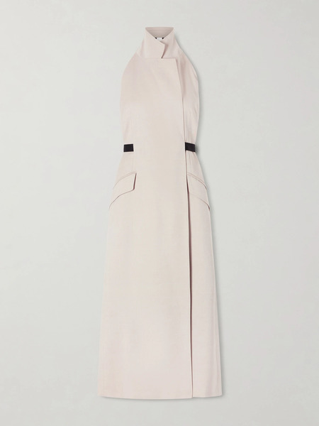  Max Mara   Cime Stretch Cotton And Wool Blend Halterneck Maxi Dress   Sand 