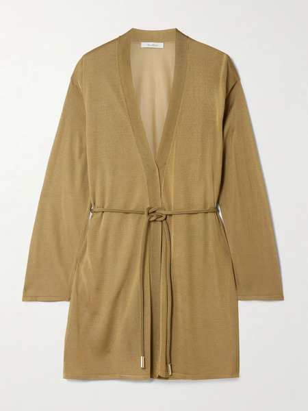  Max Mara   Danza Belted Knitted Cardigan   Gold 