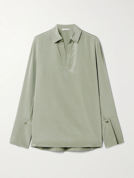  Max Mara   Dover Stretch Silk Shirt   Sage Green 
