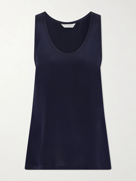  Max Mara   Draped Silk Tank   Navy 