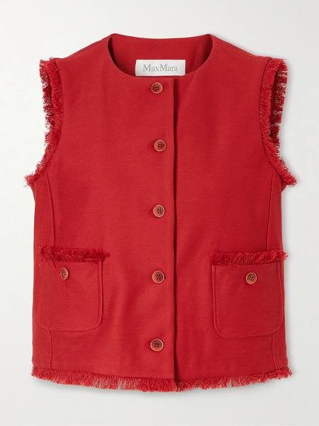  Max Mara   Frayed Cotton Twill Vest   Red 