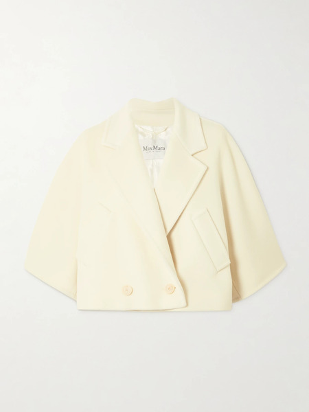  Max Mara   Galea Double Breasted Cropped Wool And Cashmere Blend Jacket   Cream 
