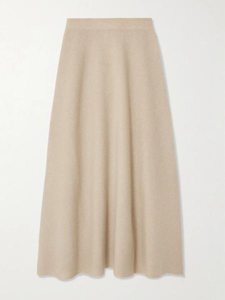  Max Mara   Giberna Wool And Cashmere Blend Maxi Skirt   Beige 
