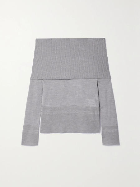  Max Mara   Leisure Tiglio Off The Shoulder Wool Sweater   Gray 
