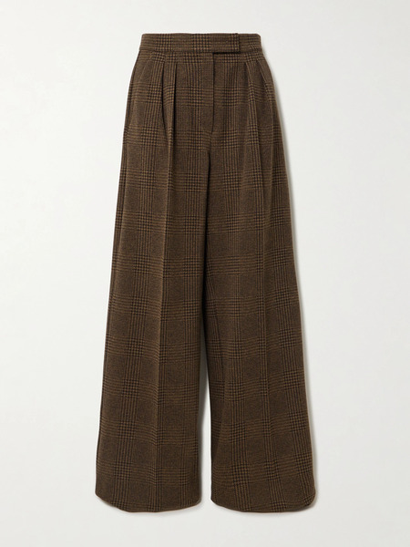  Max Mara   Ponza Houndstooth Cotton Blend Wide Leg Pants   Brown 