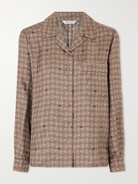 Max Mara   Printed Silk Twill Shirt   Brown 
