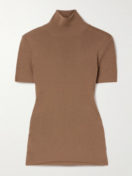  Max Mara   Ribbed Wool Turtleneck Sweater   Camel 