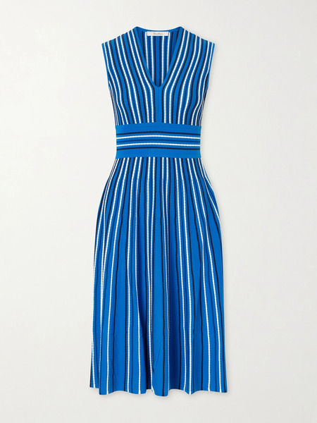 Max Mara   Striped Knit Midi Dress   Blue 
