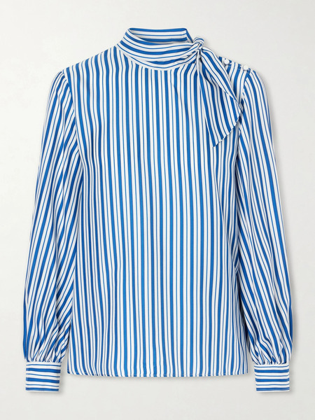  Max Mara   Striped Silk Shirt   Blue 