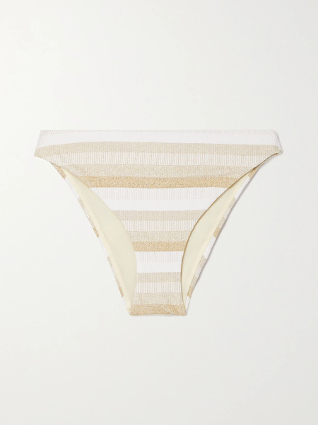  Max Mara   Swami Metallic Striped Stretch Bikini Briefs   White 