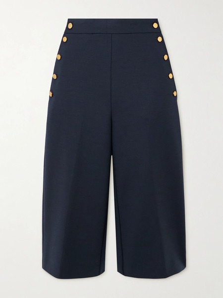  Max Mara   Valdez Button Embellished Wool Blend Shorts   Navy 
