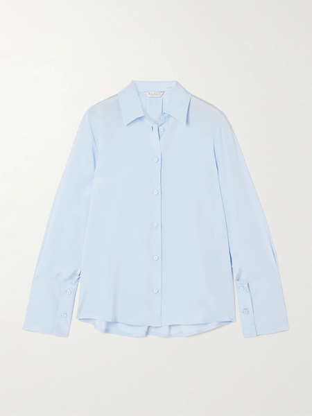  Max Mara   Voliera Silk Blend Crepe Shirt   Light Blue 