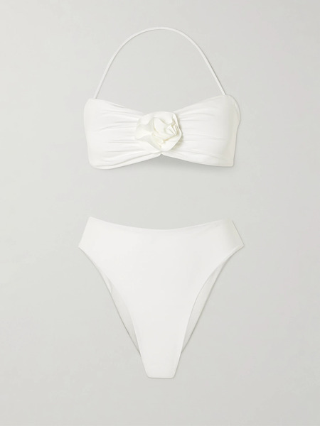  Maygel Coronel   Alborozo Appliquéd Halterneck Bikini   Off White 