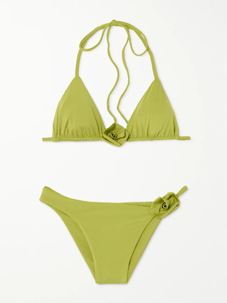  Maygel Coronel   Chipi Appliquéd Triangle Bikini   Green 