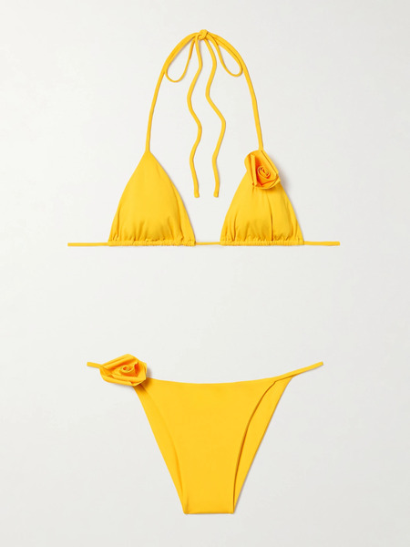  Maygel Coronel   Gola Appliquéd Triangle Halteneck Bikini   Yellow 