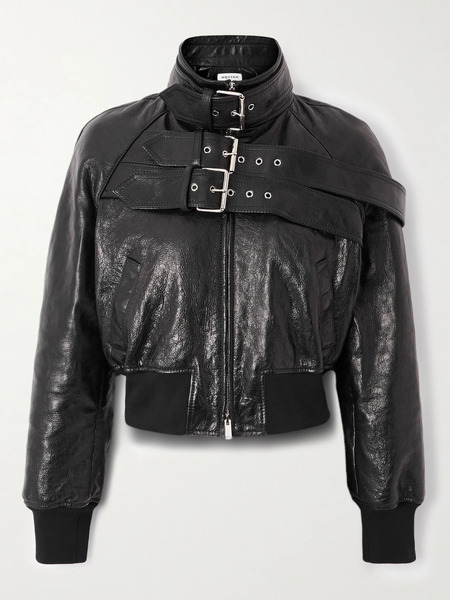  Mcqueen   Buckled Leather Jacket   Black 