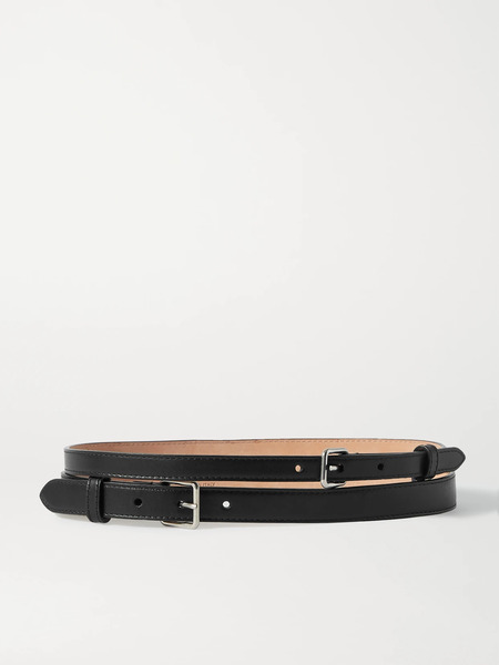  Mcqueen   Double Strap Leather Waist Belt   Black 