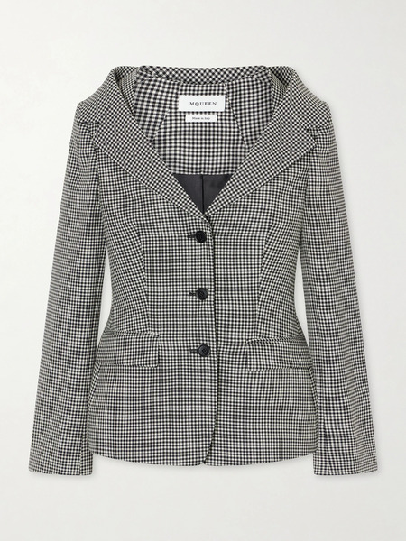  Mcqueen   Gingham Wool Jacket   Gray 