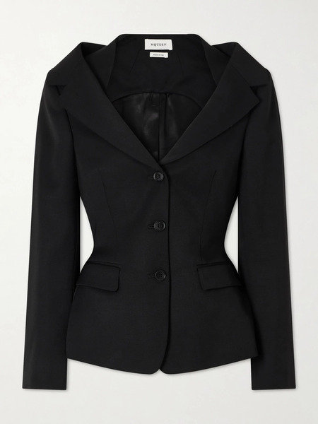  Mcqueen   Halterneck Wool Blazer   Black 