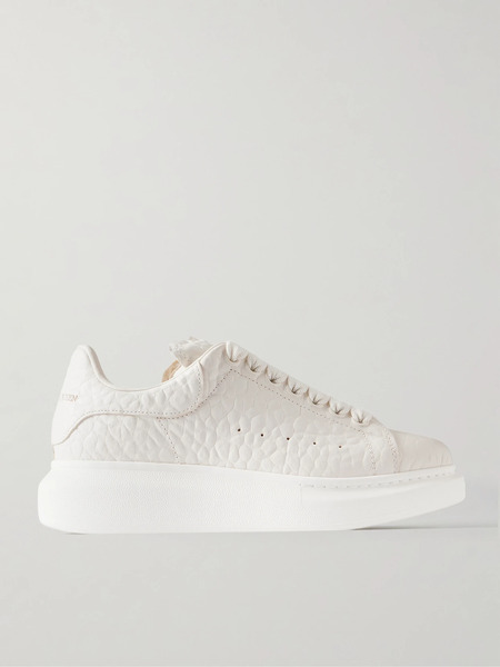  Mcqueen   Textured Leather Exaggerated Sole Sneakers   Off White 