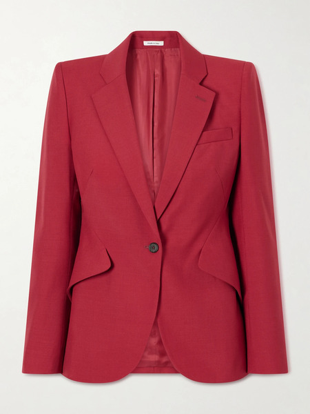  Mcqueen   Wool And Mohair Blend Blazer   Red 
