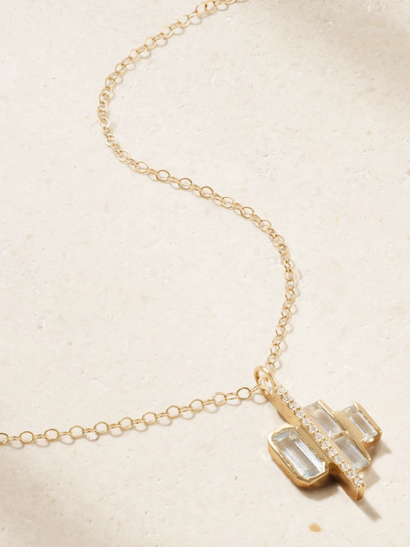  Melissa Joy Manning   Cityscape Triple 14 Karat Recycled Gold, Aquamarine And Diamond Necklace   One Size 