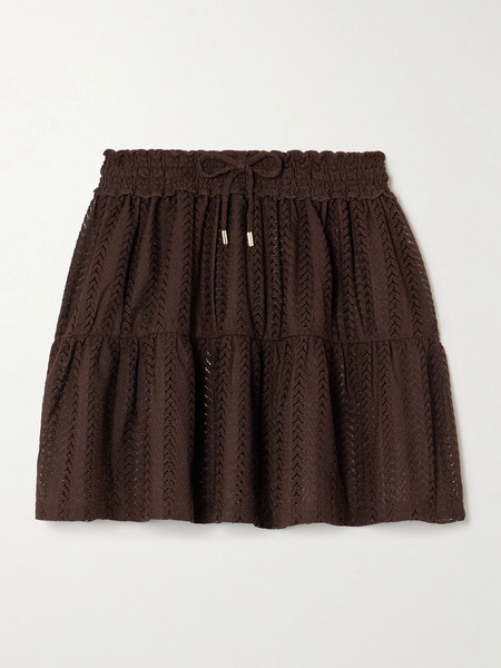  Melissa Odabash   Dune Open Knit Mini Skirt   Brown 