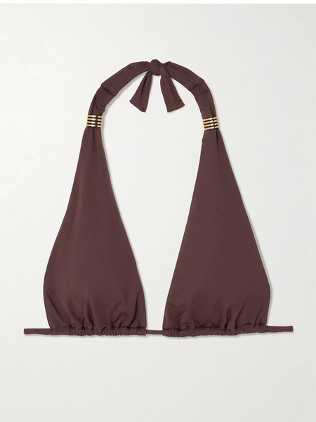  Melissa Odabash   Grenada Embellished Halterneck Triangle Bikini Top   Brown 