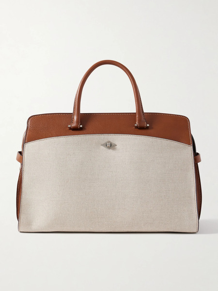  Métier   Private Eye Leather And Linen Tote   Cream 
