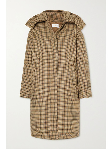  Michael Kors Collection   Hooded Checked Wool Down Parka   Beige 
