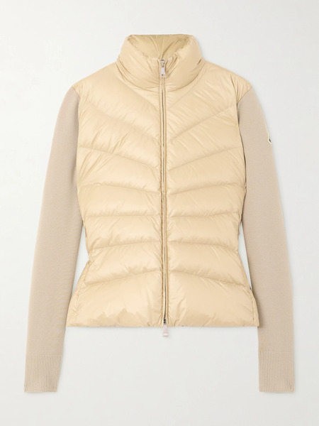  Moncler   Apliquéd Wool And Quilted Shell Down Cardigan   Off White 