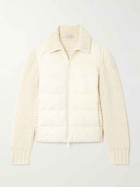  Moncler   Appliquéd Quilted Shell Trimmed Wool And Cashmere Blend Down Cardigan   Cream 