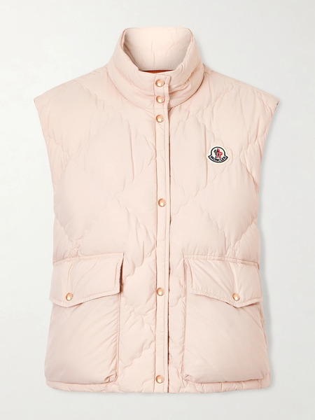  Moncler   Biois Cropped Appliquéd Padded Quilted Shell Down Vest   Baby Pink 