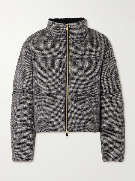  Moncler   Brezesse Quilted Wool Blend Bouclé Down Jacket   Gray 