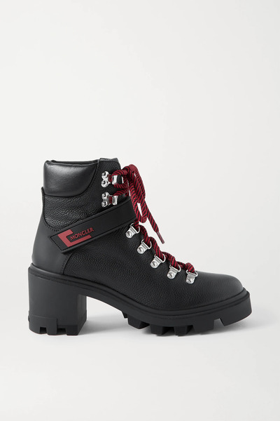  Moncler   Carol Rubber Trimmed Textured Leather Ankle Boots   Black 