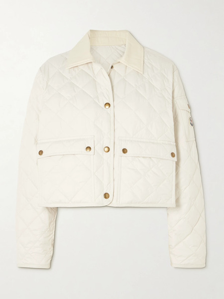  Moncler   Chitre Cropped Cotton Canvas Trimmed Padded Quilted Shell Jacket   Off White 