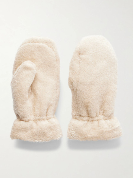  Moncler   Embroidered Fleece Gloves   Beige 