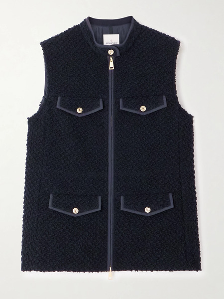  Moncler   Fallavier Appliquéd Quilted Shell And Wool Bouclé Down Vest   Navy 