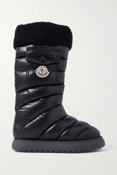  Moncler   Gaia Fleece Trimmed Quilted Shell Boots   Black 