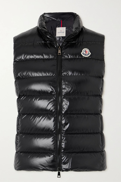  Moncler   Ghany Quilted Glossed Shell Down Vest   Black 