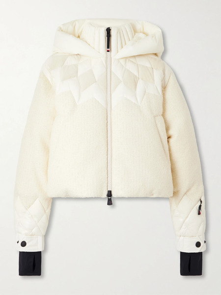  Moncler Grenoble   Hintersee Hooded Corduroy And Shell Trimmed Wool Blend Bouclé Quilted Down Ski Jacket   Cream 