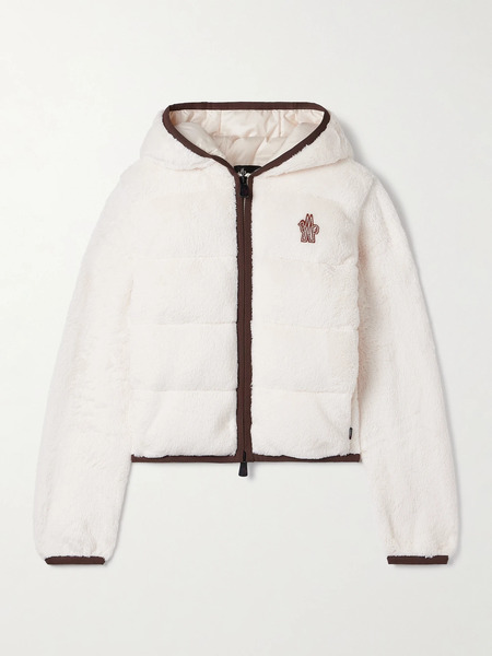  Moncler Grenoble   Hooded Quilted Fleece Down Jacket   White 