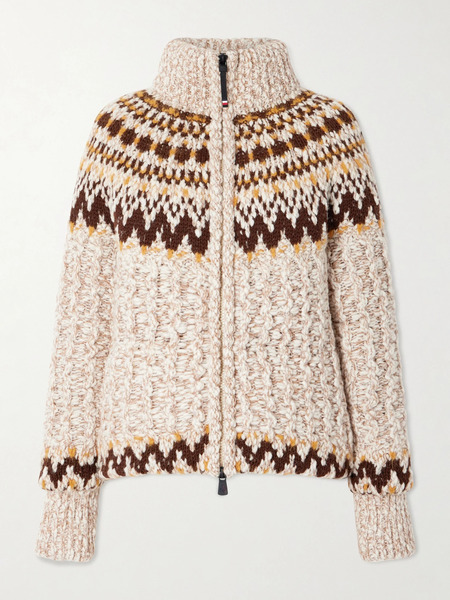  Moncler Grenoble   Wool Blend Down Cardigan   Cream 