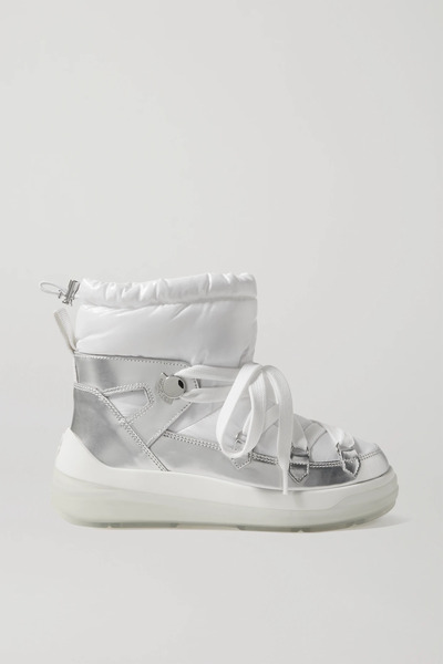  Moncler   Insolux Metallic Leather And Padded Shell Ankle Boots   White 